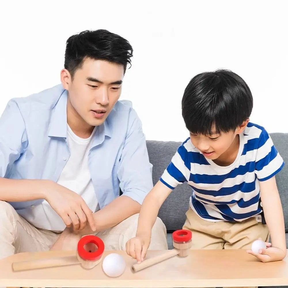 Wooden Hanging Ball Blower – Kids' Breathing STEM Toy