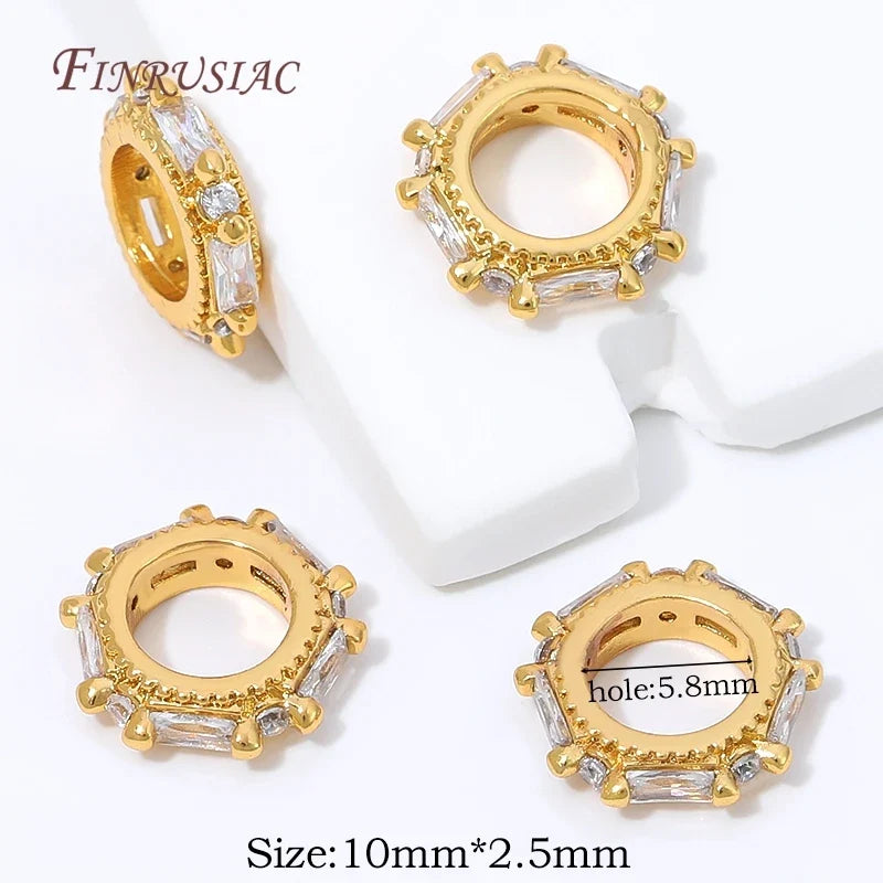18K Gold Plated Zircon Spacer Beads | DIY Jewelry Making