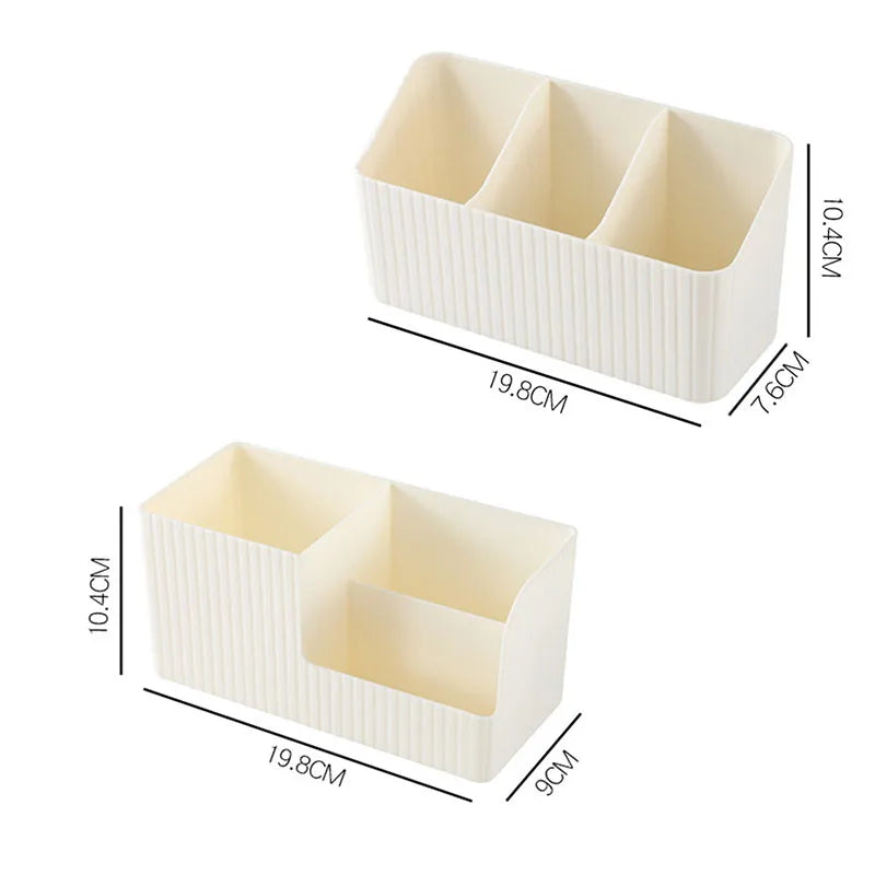 3-Compartment Striped Makeup Brush & Cosmetic Organizer