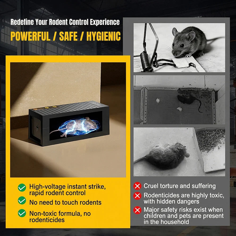 1800V Electronic Mouse Trap – Smart Touchless Auto Rodent Trap