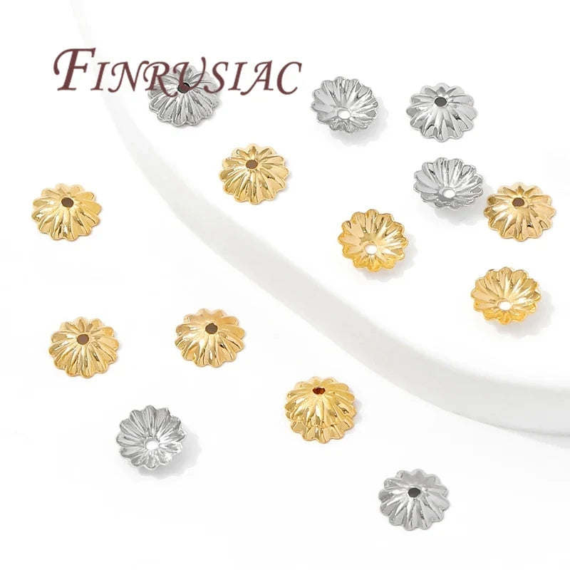 50Pcs 18K Gold Plated 6mm Flower Bead Caps for Jewelry Making