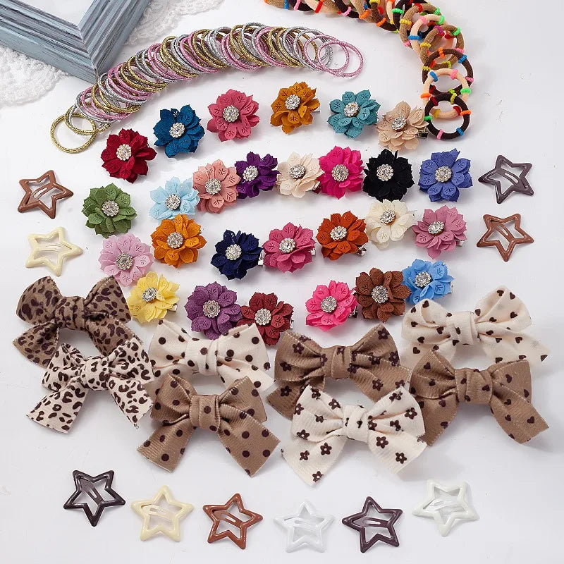 763-Piece Girls Hair Accessories Set – Bows, Clips & Ties