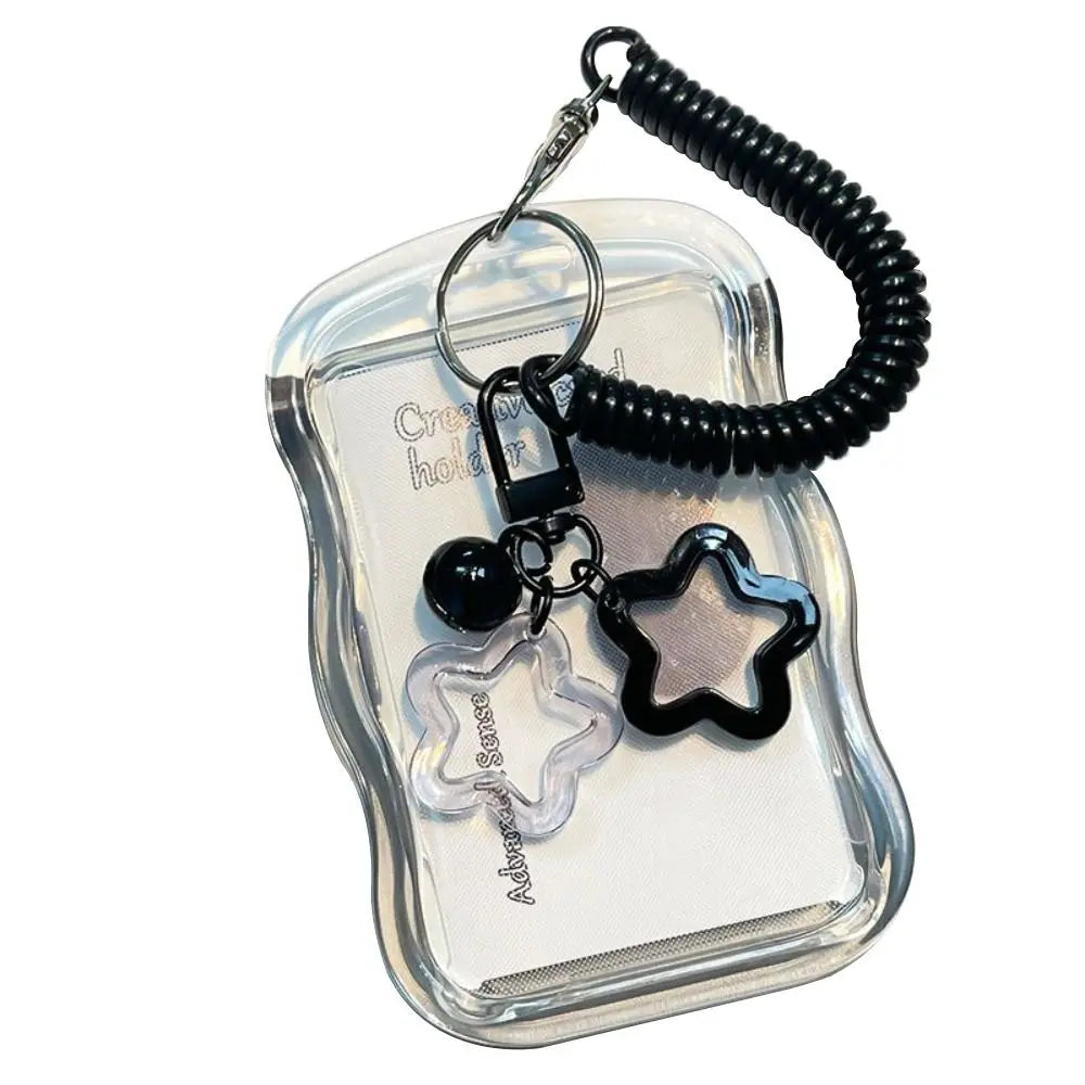 Silicone Kpop Photocard Holder Star Keychain Sliding Cover