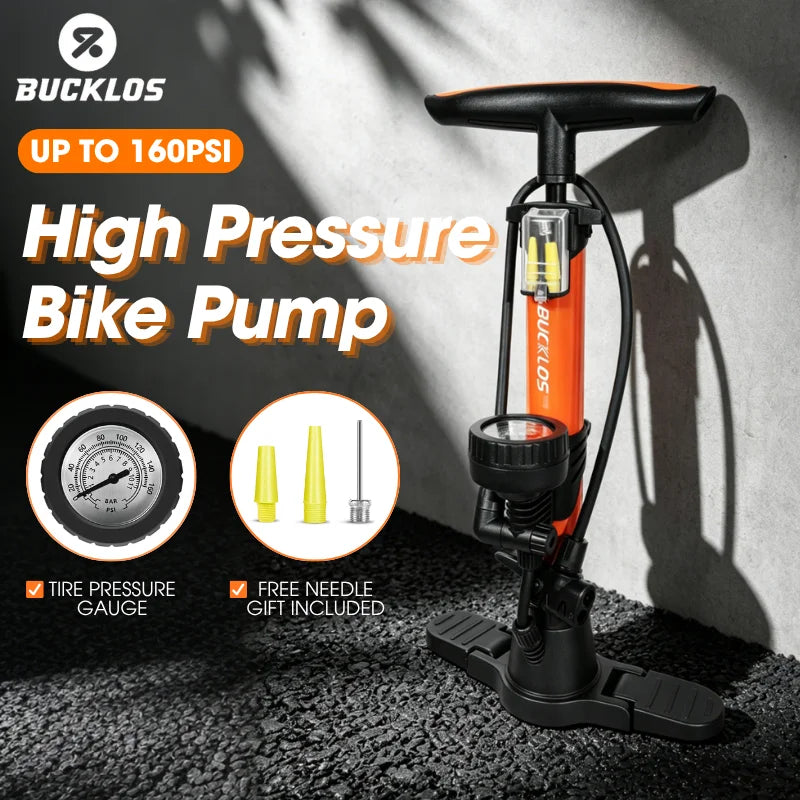 BUCKLOS 160PSI Bike Floor Pump – Schrader & Presta Valve
