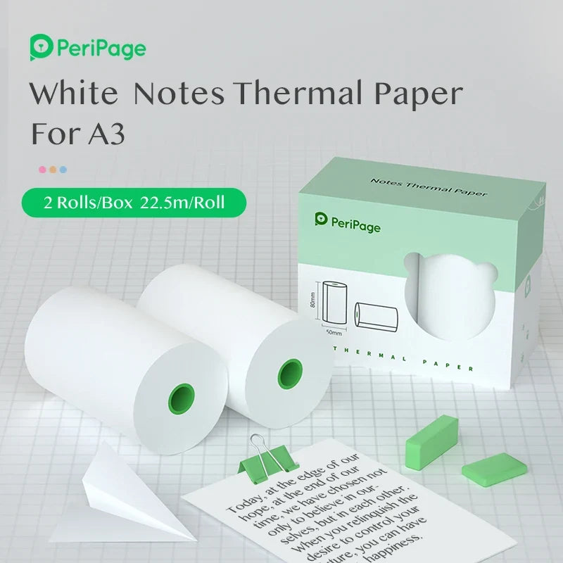 Peripage 80x50mm Thermal Paper 2-Pack – 10-Year Print Life