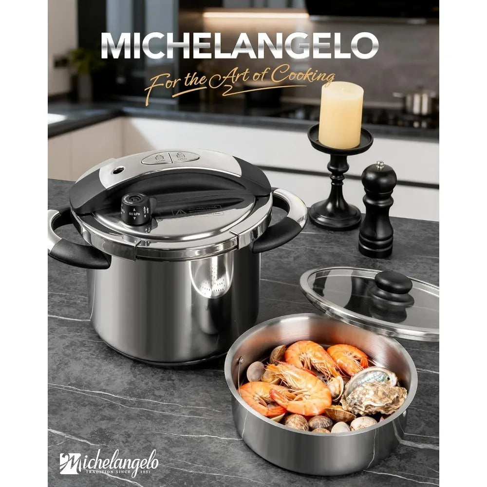 MICHELANGELO Stainless Steel Pressure Cooker 3L 6L – Induction Ready