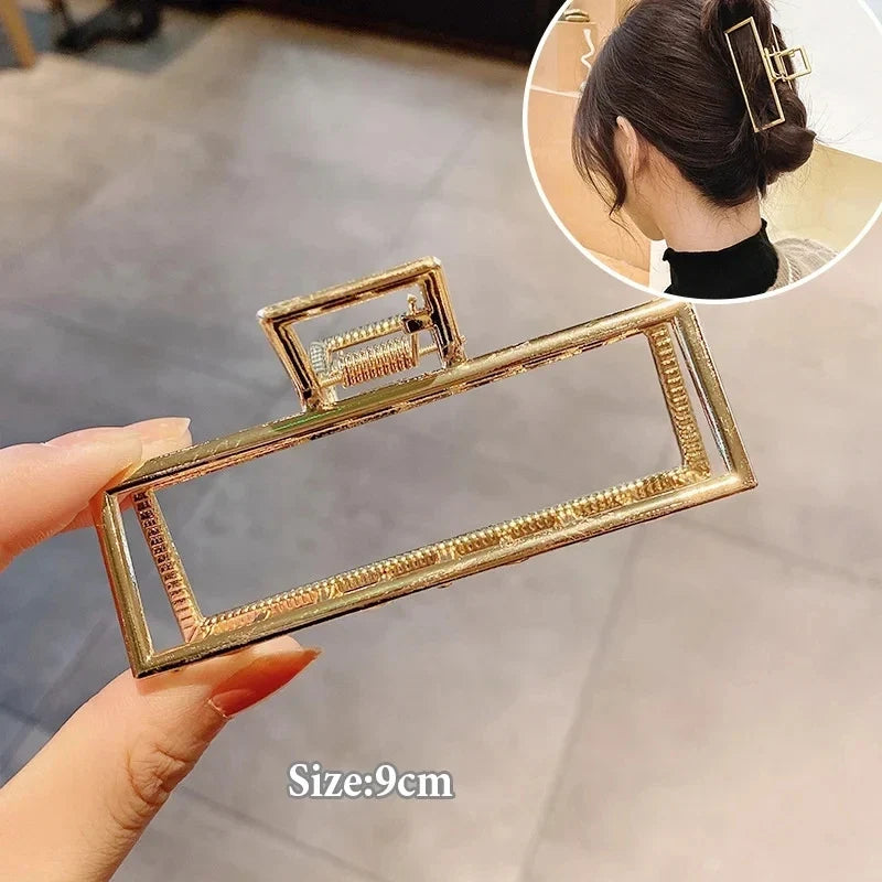 Metal Geometric Hair Claw Clips – Gold & Silver for Women