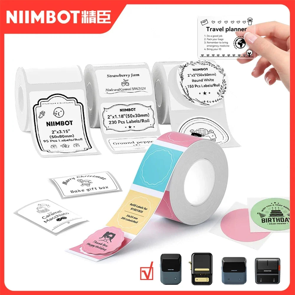 Niimbot Thermal Label Paper Roll – White, Color & Transparent