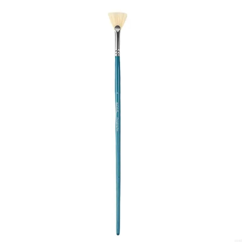 Pig Bristle Fan Paint Brush – Long Handle Artist Acrylic Brush