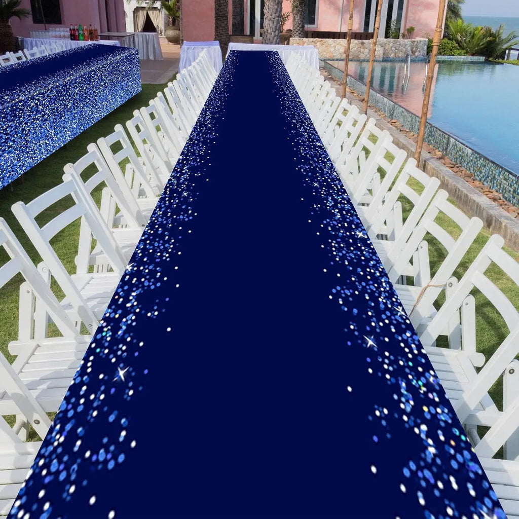 Navy Blue Silver Disposable Tablecloth 54x108" Party Decor