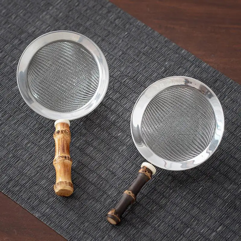 Bamboo Handle Stainless Steel Tea Strainer & Kitchen Sifter