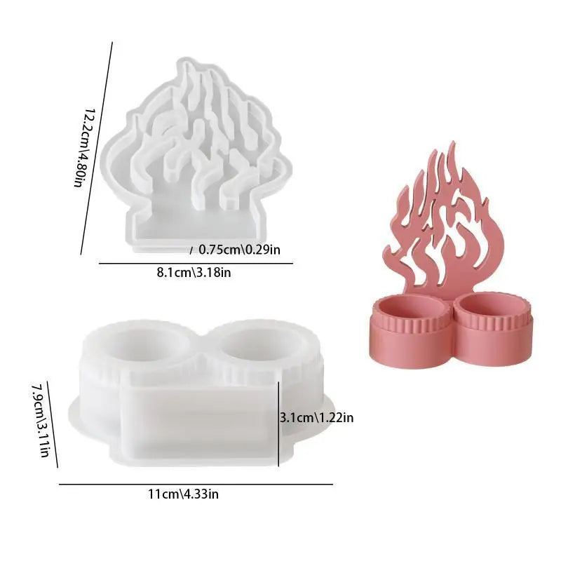 Silicone Candle Holder Mold Set – Tealight & Fire Shape DIY Mould