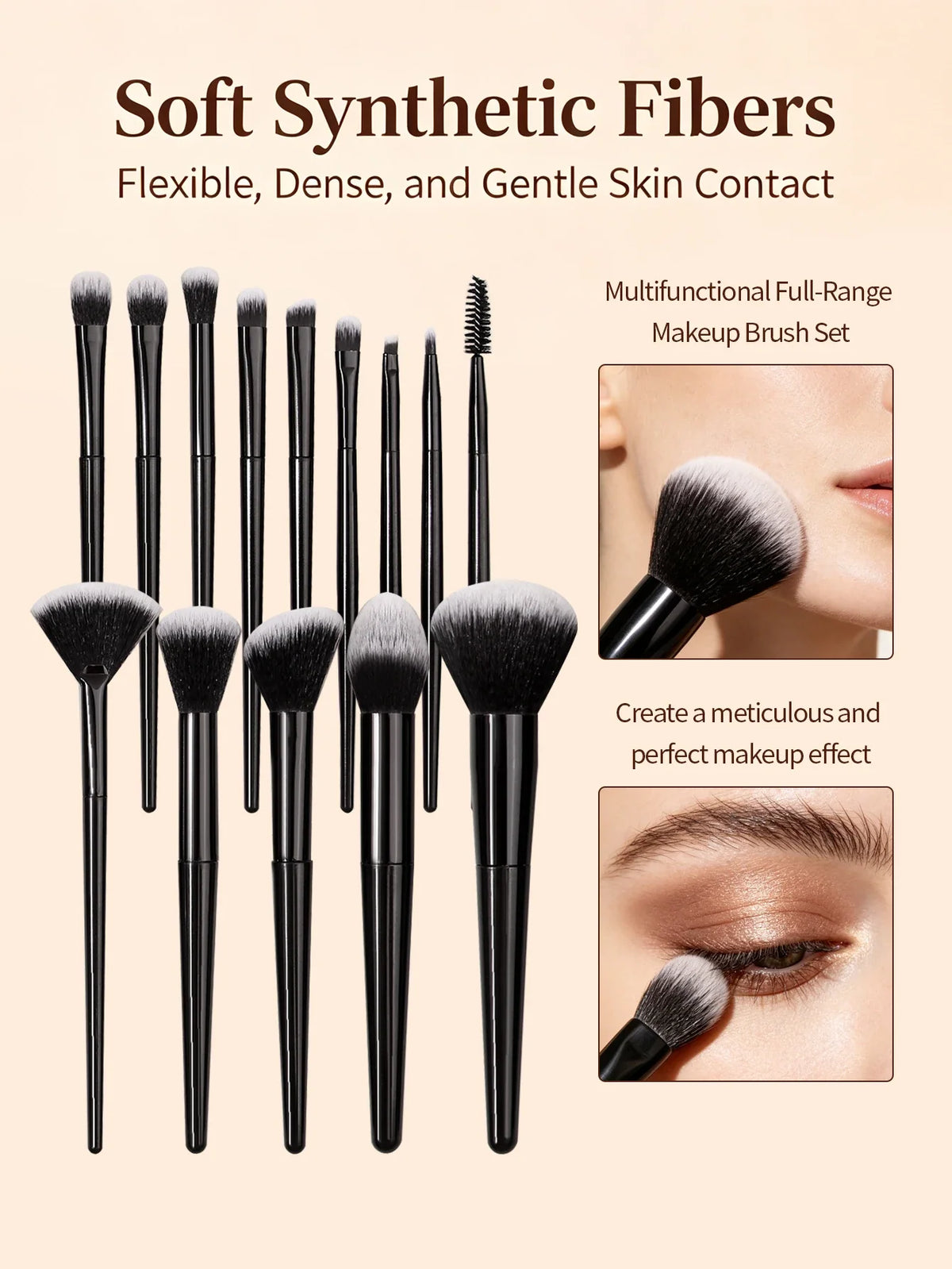 18PCS Makeup Brush Set with Sponges & Puffs – Soft Synthetic