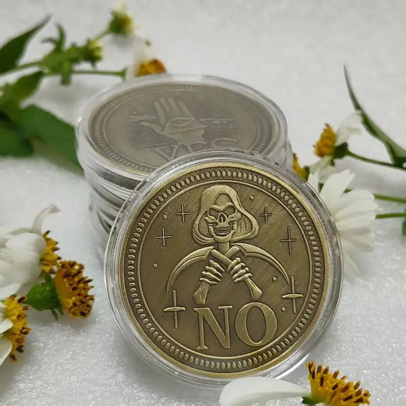 Vintage Yes/No Decision Coin – Antique Bronze Metal Collectible