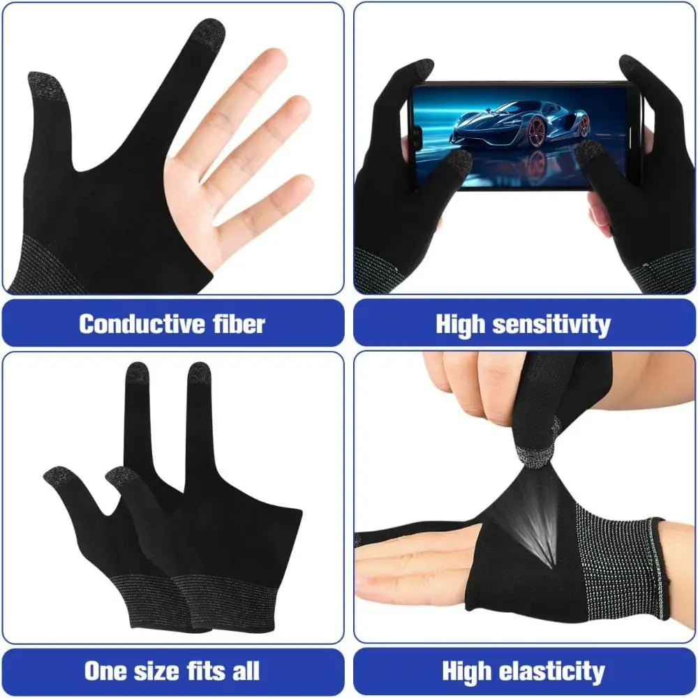 Breathable Two-Finger Gaming Gloves – Touchscreen Fingertip Sleeves