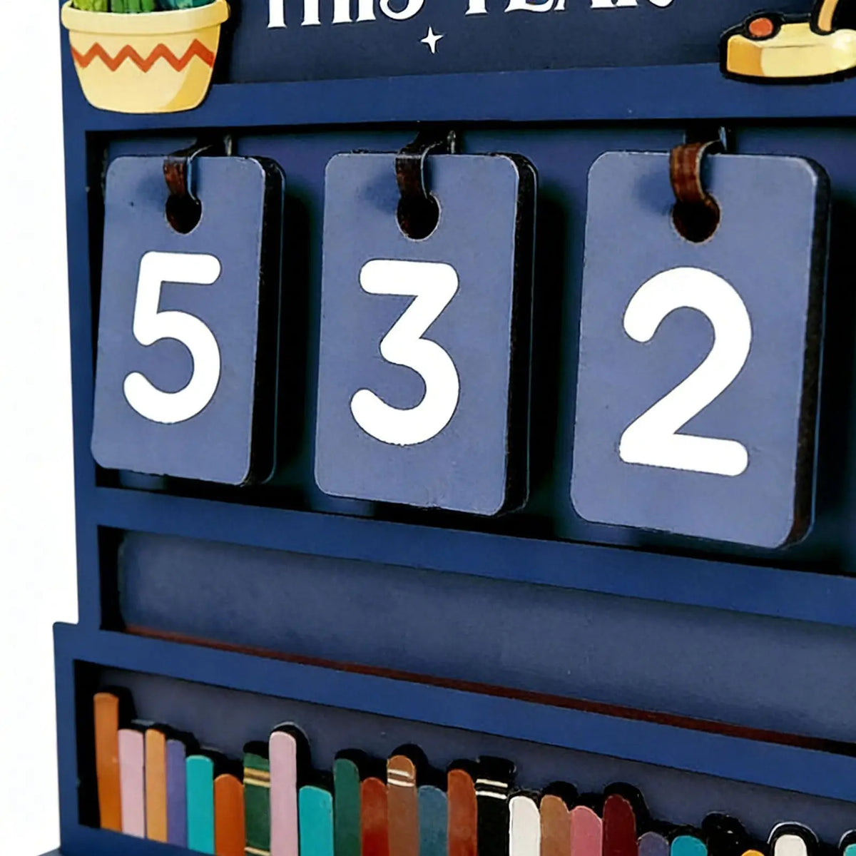 Wooden Book Counter Tracker – Annual Reading Sign & Shelf Decor