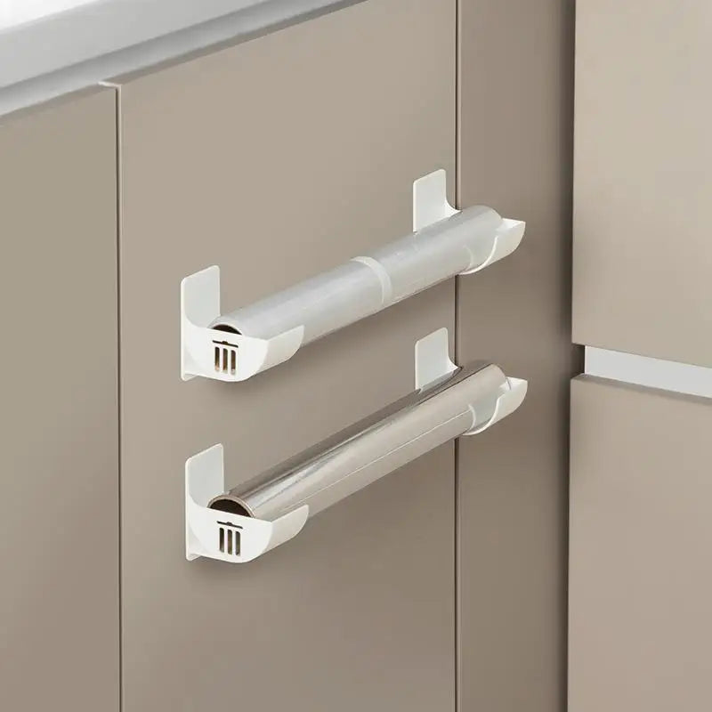 2-Piece No-Drill Kitchen Storage Rack | Wrap & Bag Organizer