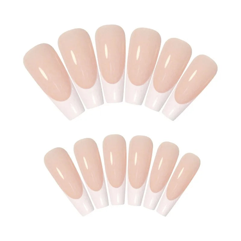 French Tip Press-On Nails L Size Gel Finish Pink Skin Tone