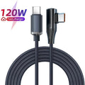 90° Elbow USB-C Cable 6A 120W Fast Charging – Nylon Braided