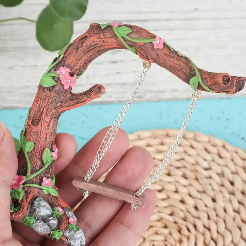 Miniature Fairy Garden Swing Resin Figurine – Micro Landscape