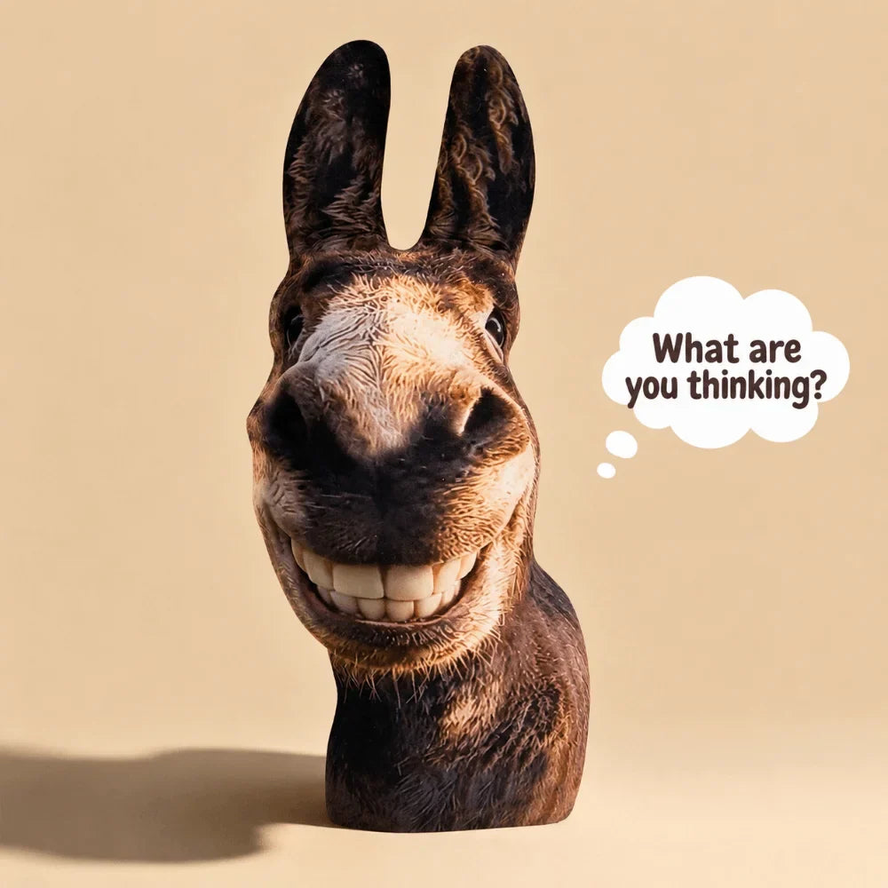 Smiling Donkey Plush Pillow – Ugly Cute Stuffed Animal Toy