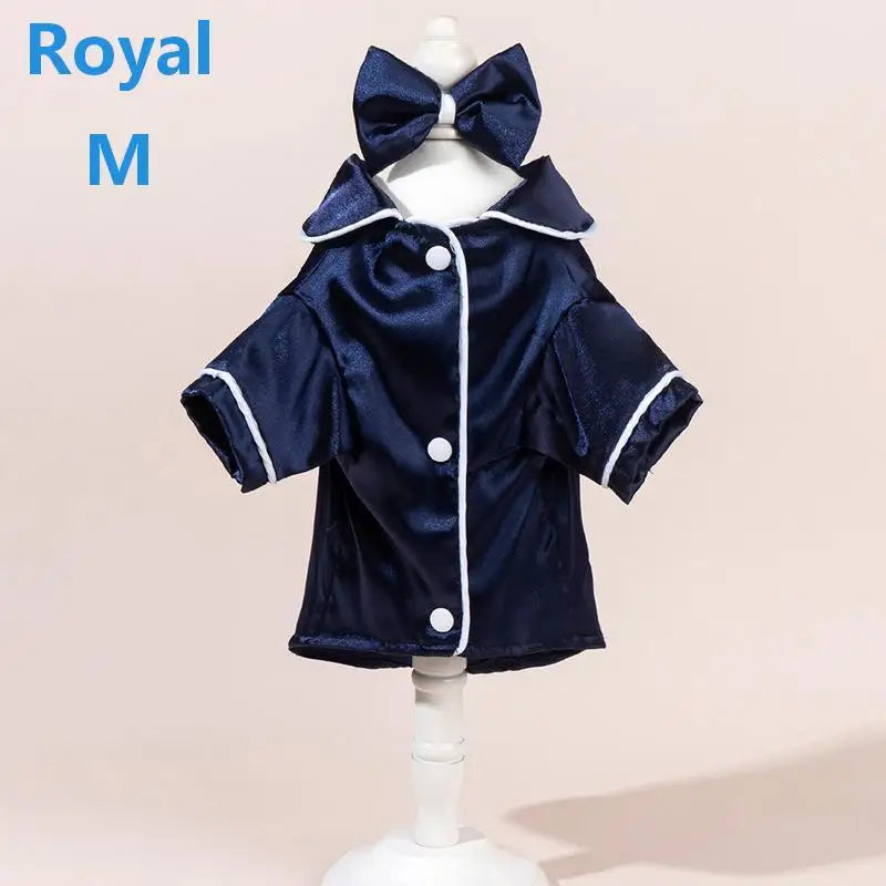 Satin Dog Pajamas Set with Bow Headband | Soft Pet Sleepwear