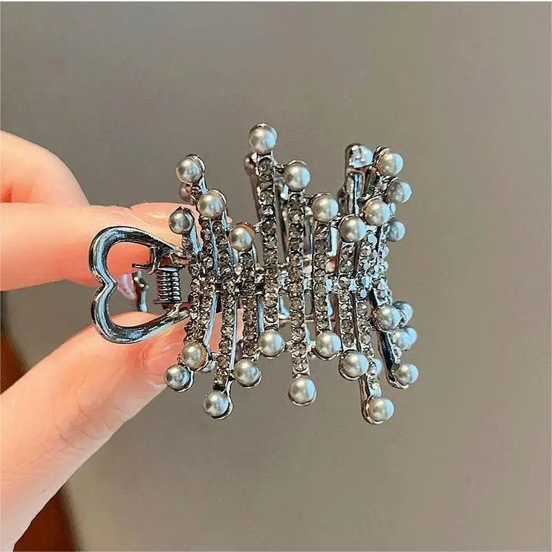 Pearl Rhinestone Hair Claw Clips – Women Thick Long Hair