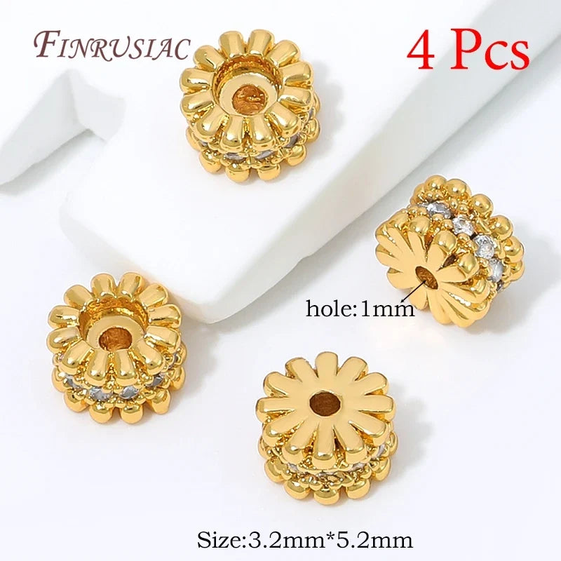 18K Gold Plated Zircon Spacer Beads – Brass DIY Jewelry Findings