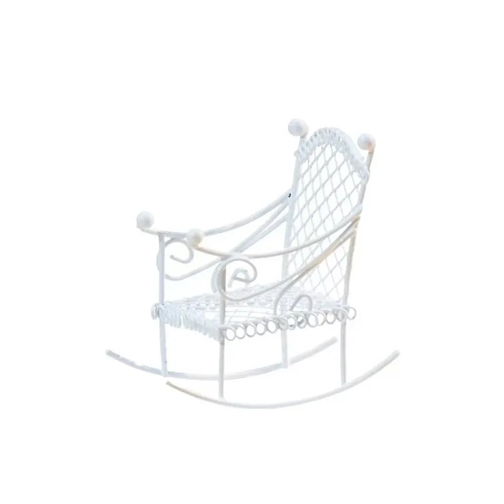 Metal Dollhouse Rocking Chair Fairy Garden Miniature Ornament