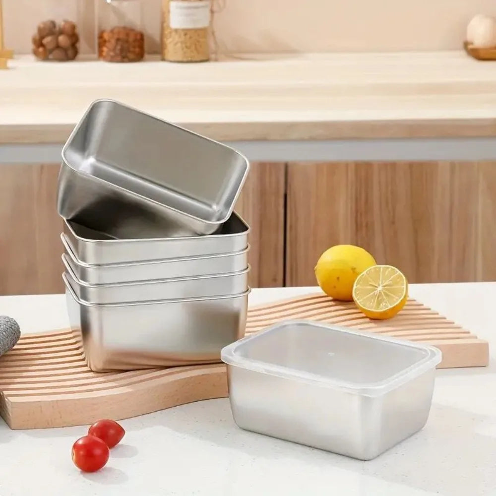 6-Piece Stainless Steel Leakproof Stackable Food Containers