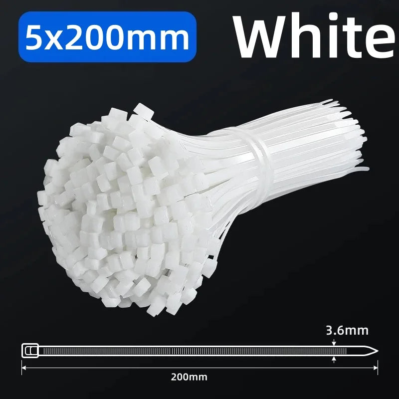 White Nylon Zip Ties 4x150mm 100pcs – Self-Locking Cable Ties