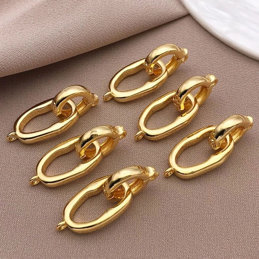 3pcs Gold & Silver Plated Copper Oval Jewelry Connector Clasps