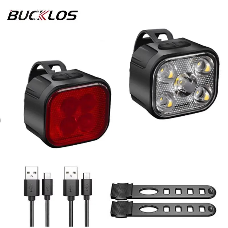 BUCKLOS Type-C Rechargeable Bike Light Set – Front & Rear MTB