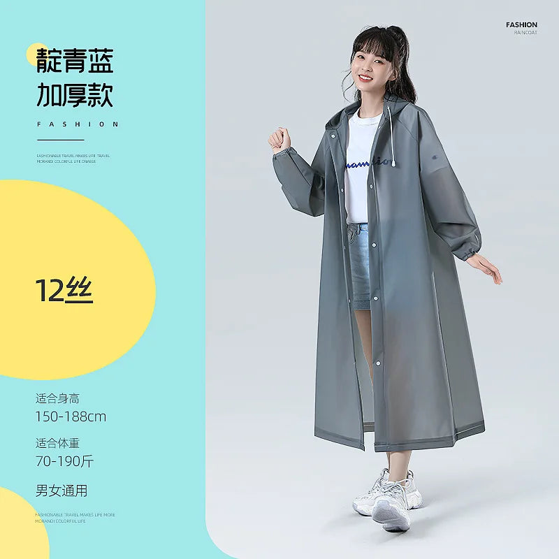 Reusable EVA Waterproof Rain Poncho – Transparent Adult Raincoat