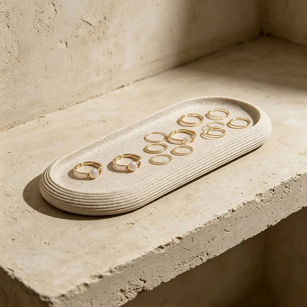 Striped Oval Silicone Mold – Concrete Epoxy Resin DIY Tray