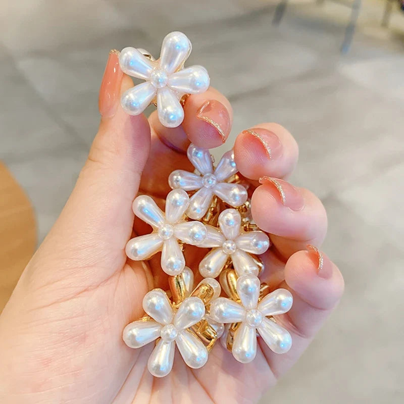 Pearl Camellia Hair Clip Set – Korean Floral Barrettes for Women