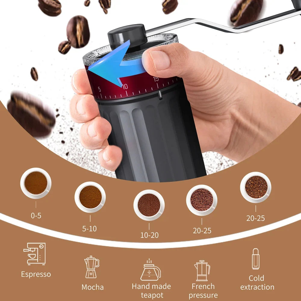 CLITON Manual Coffee Grinder – 40-Gear Ceramic Burr Portable