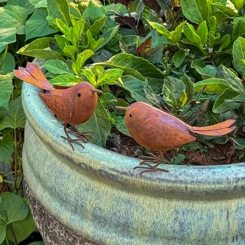 Rustic Metal Bird Statue – Iron Art Outdoor Garden Sculpture