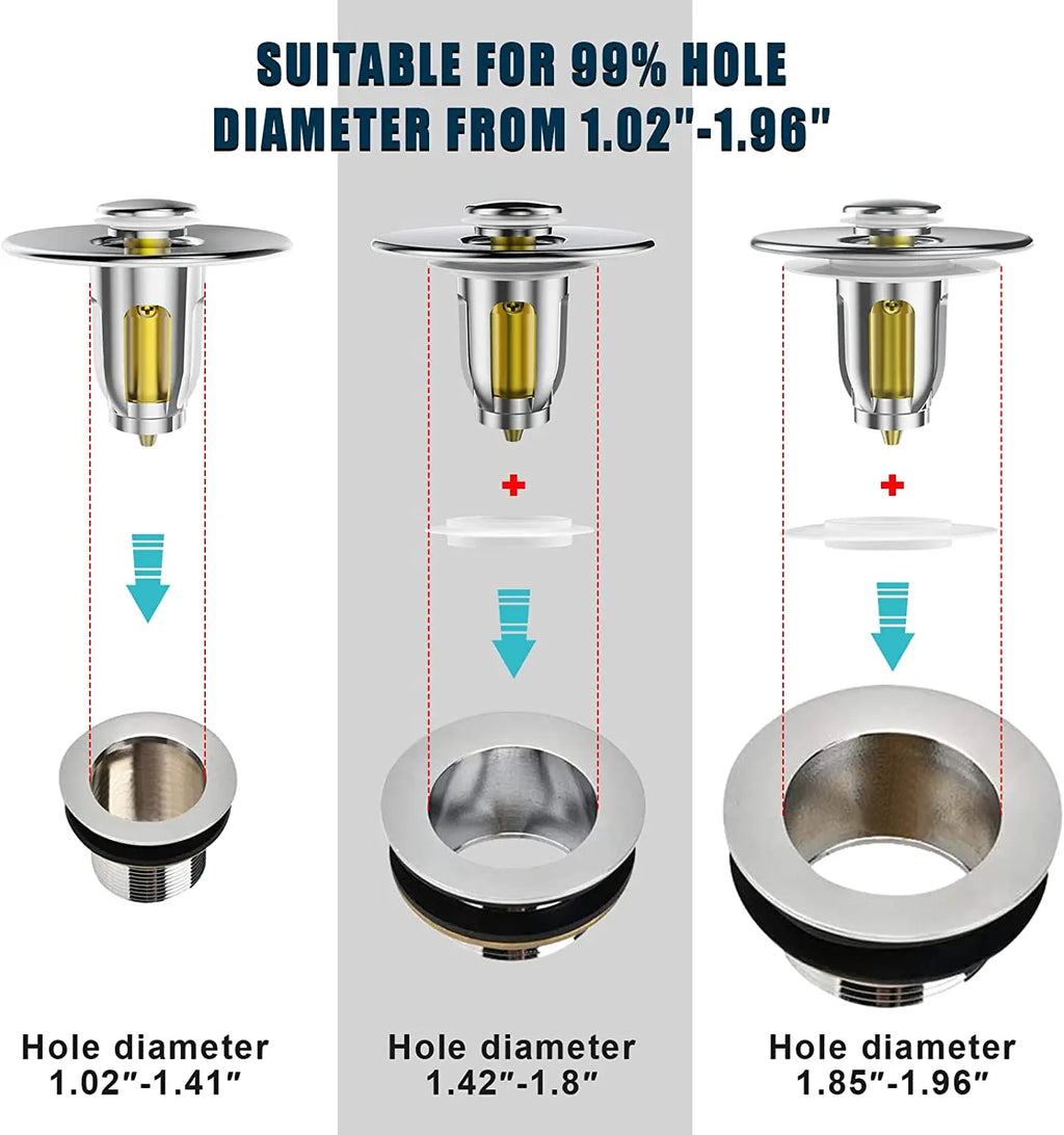 Universal Brass Pop-Up Drain Stopper & Hair Catcher Sink