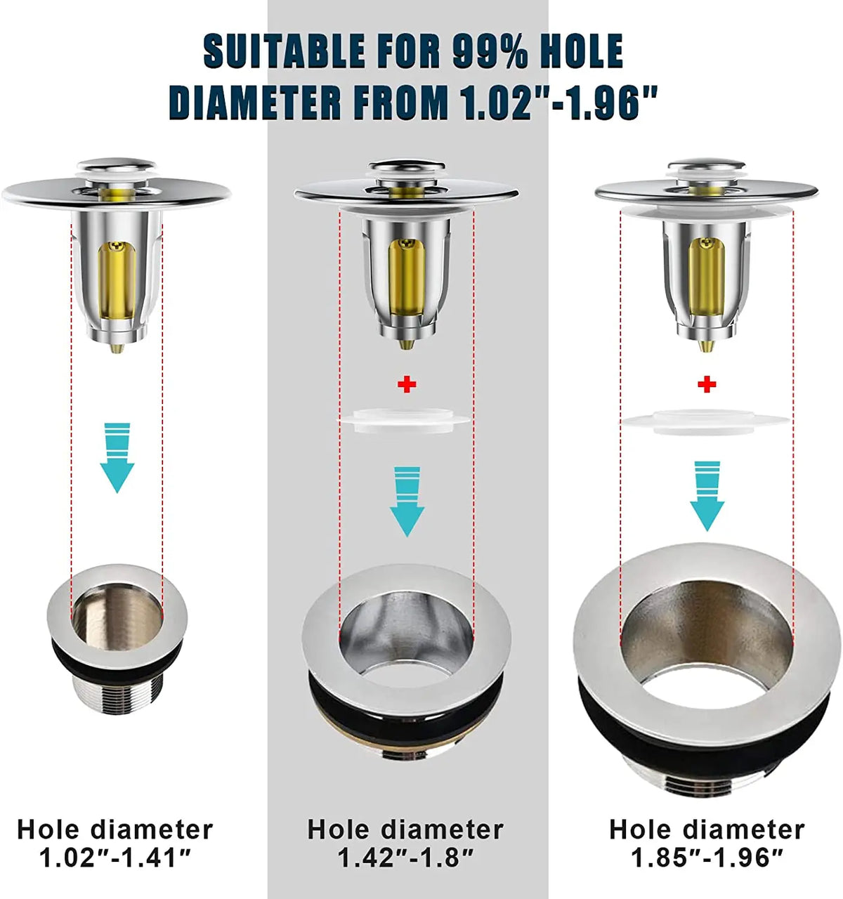 Universal Brass Pop-Up Drain Stopper & Hair Catcher Sink