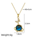Starry Sky Butterfly Pendant Necklace Gold Stainless Steel