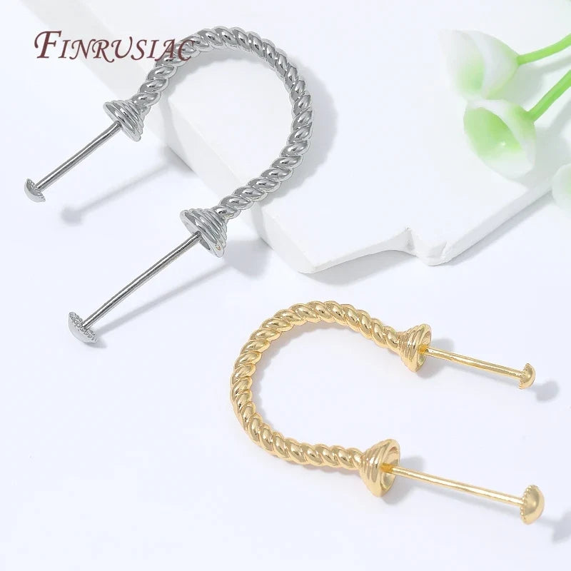 18K Gold Plated Twisted Hoop Earring Findings | DIY Pearl Drop