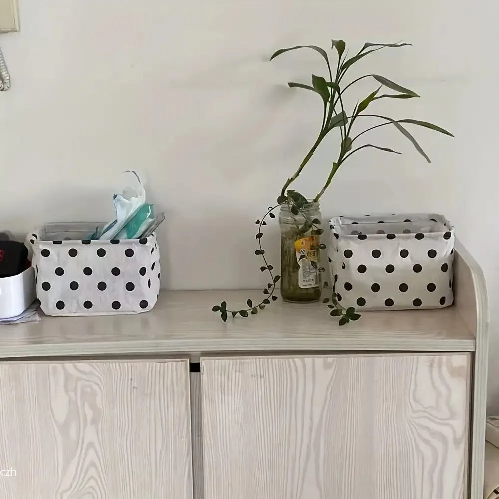 Foldable Canvas Storage Basket with Handle – Cotton & Linen