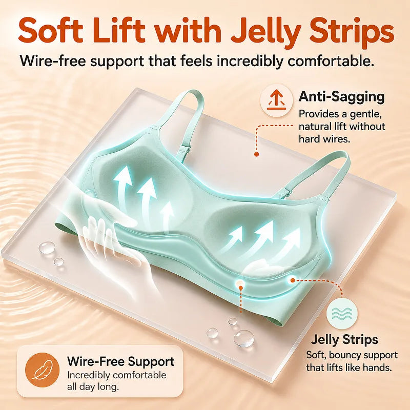 Women's Wireless Seamless Bra – Thin Cup & Jelly Strip Support