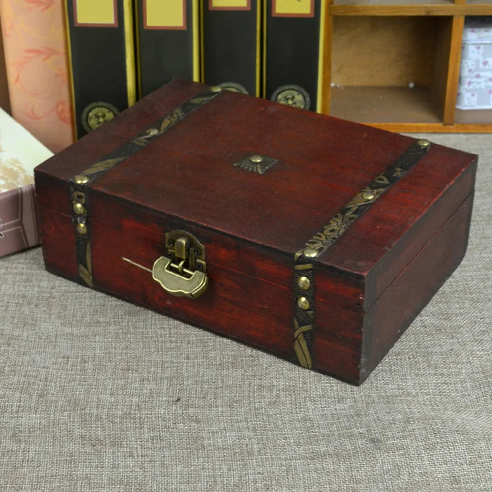 Vintage Wooden Jewelry Box – Pirate Treasure Organizer