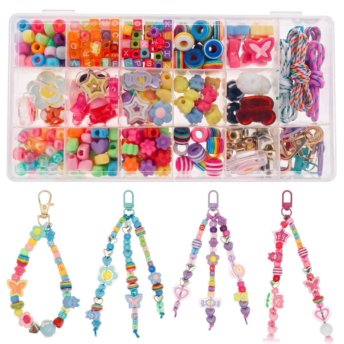 DIY Bead Keychain Making Kit – Colorful Beads & Charms