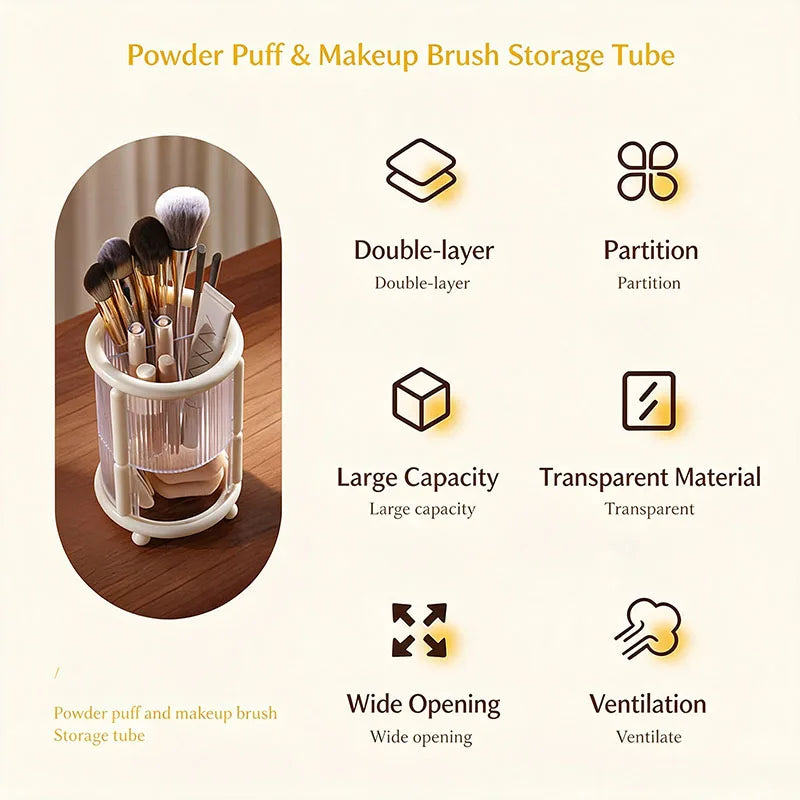 Double Layer Transparent Makeup Brush & Cosmetic Organizer