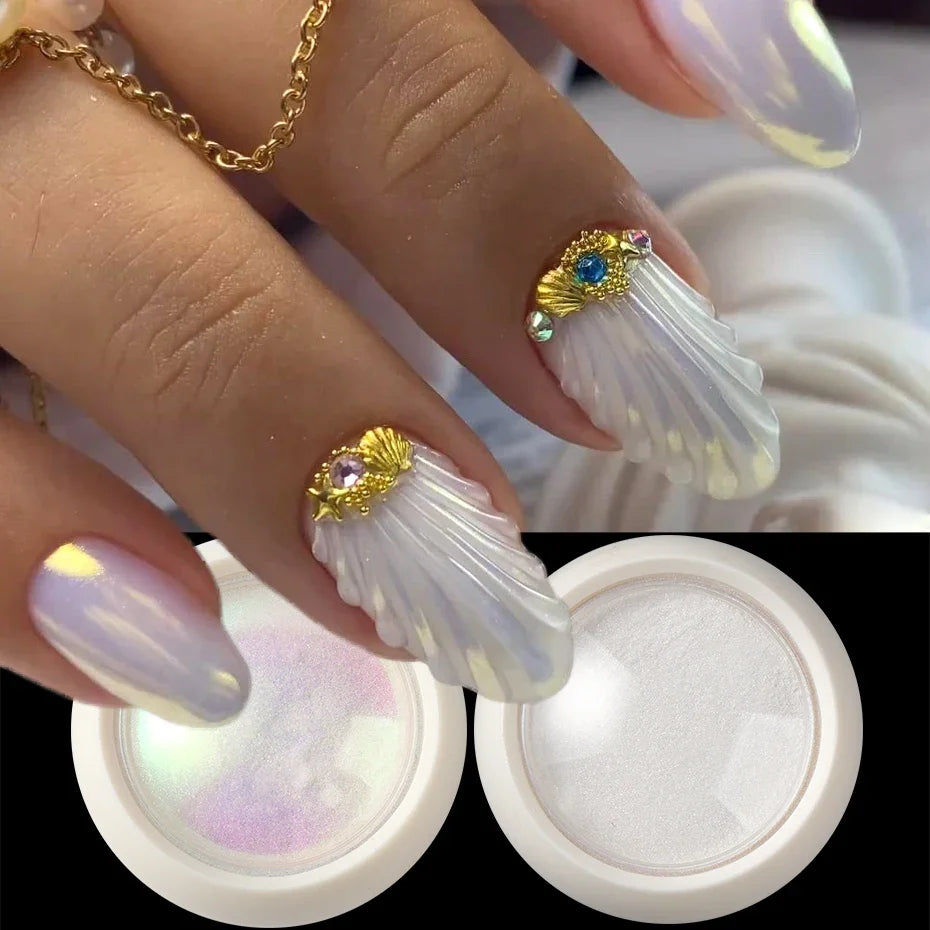 Mermaid Chrome Nail Powder – Aurora Mirror Pigment Set 2 Boxes