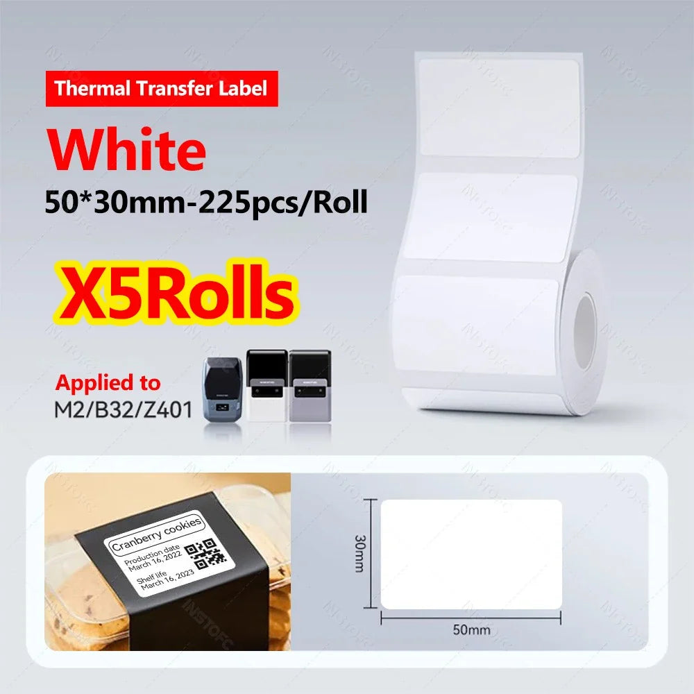 NiiMBOT M2/M3 Thermal Transfer Label Paper Rolls – 3 or 5 Pack