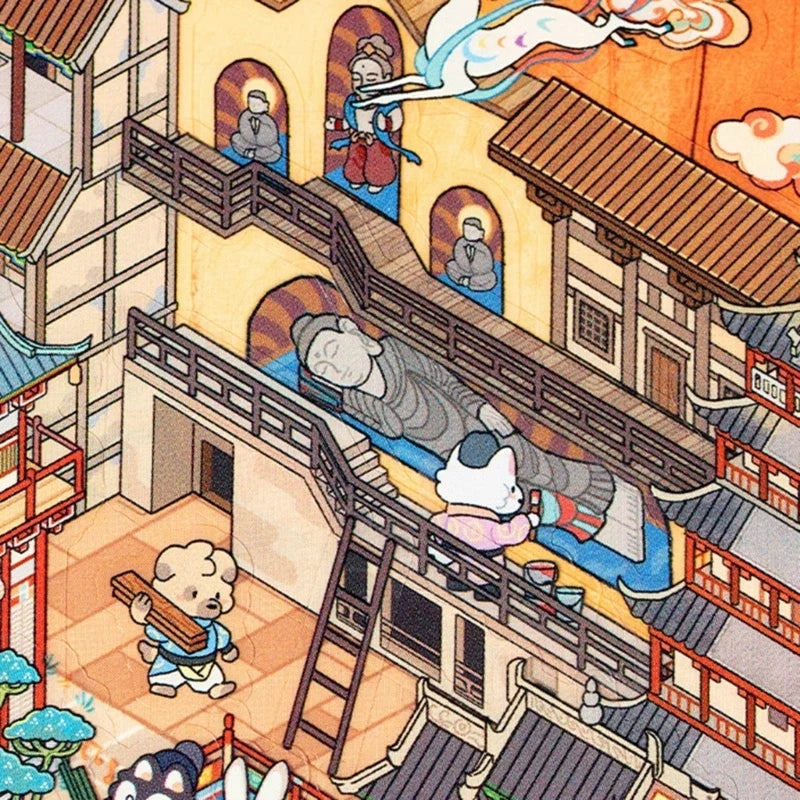 Miniature Scenery PET Stickers – Ancient City Scrapbooking Set